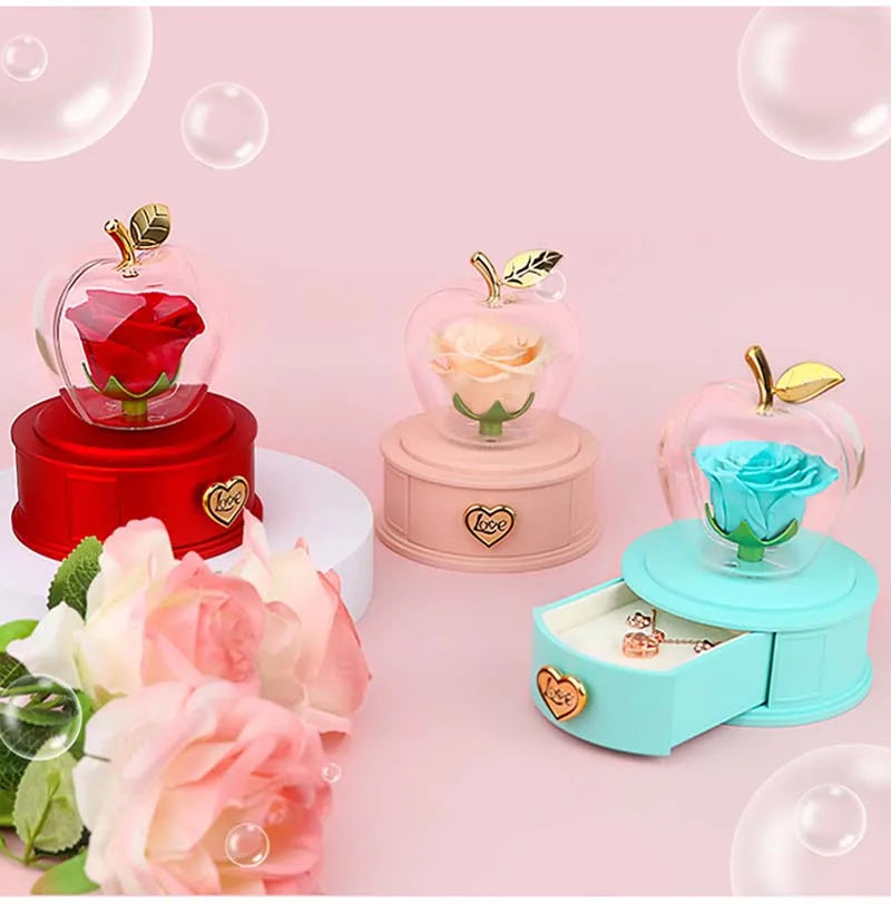 Caixa Maça com Rosa Eterna